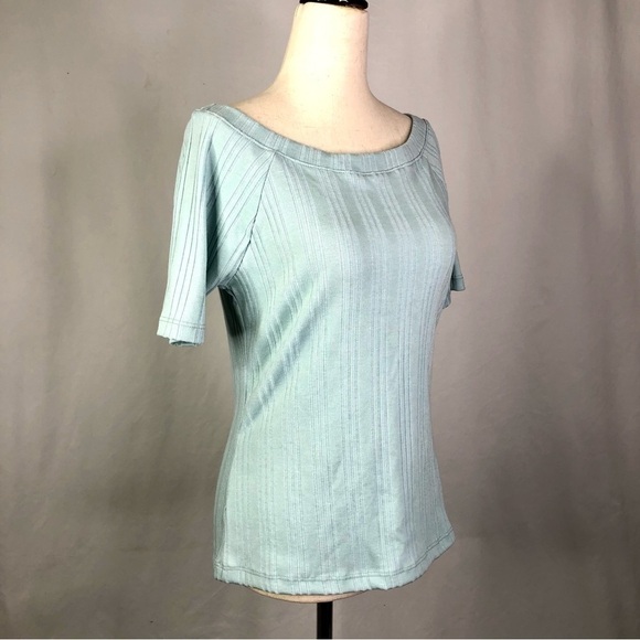 Modcloth sky blue raglan sleeve ribbed t-shirt tee shirt boat neck M - Picture 9 of 9
